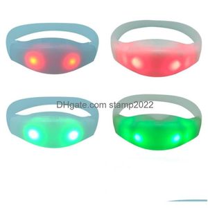 Party Favor Rgb Led Light Звук Активируется Браслет Голосовое Управление Браслеты Для Рейв-Концерта Карнавальные Сувениры Прямая Доставка Ho Dhgjo