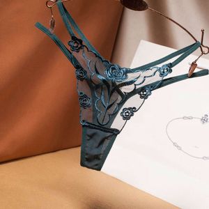 Sexy Embroidered Women's Thong Transparent Gauze Ribbons Seductive Seamless Underwear Women Hot Pants