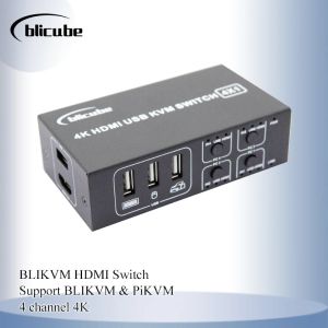 Fareler Pikvm Blikvm HDMI Switch KVM Paylaşılan Dizüstü Bilgisayar Dört Bağlantı Noktası Dönüştürücüsü 4 USB Fare Klavye Ekranı