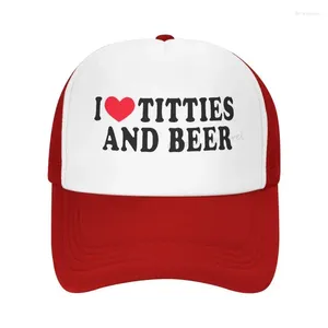 Ball Caps I Heart Titties ve Beer - Sevgi Komik Gag Vintage Retro Style Truck Cap Şapkası Erkekler için