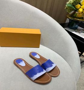 Escale Lock Düz Mule Yaz 2021 Kadın Progettista Renkli Sandalet Patent Tie Boya Tuval Yastıklı Topuk Deri Dış Tablo Tonpser2536358