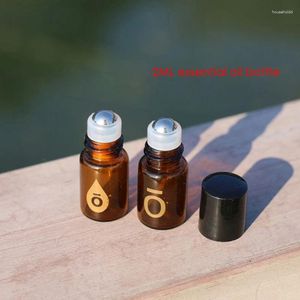 Depolama Şişeleri 2ml Mini Silindir Şişesi Uçucu Yağ İçin Küçük Rulo Boş Parfüm Flakonları Metal Toplar Amber