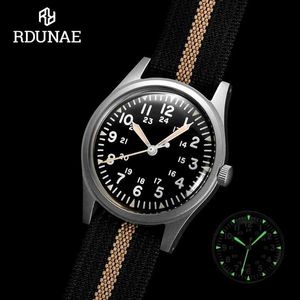 Diğer Saatler Rdunae 34.5mm 2024 Yeni Mens Quartz Watch Retro G10 Askeri Sanyota 2035 Hareket Saati J240326