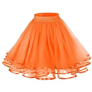 Saias A-Linha Mulheres Tutu Saia Versátil Stretchy Mini Flared Casual Ballet Performance Elastic Cintura Tulle Petticoat