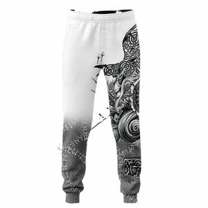 Viking Dövme Vintage Gevşek Kamufla Pantolon için Y2K 3D Baskı LG Erkekler Swearpants Sıras Joggers Street Giyim Spor Spor Salonu Pantolon 78SK#