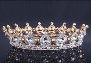 Роскошная винтажная золотая свадебная корона из сплава, свадебная тиара в стиле барокко, королевская корона золотого цвета, тиара со стразами, корона4776989