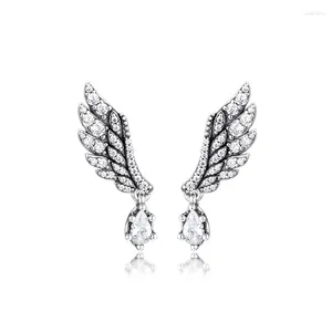 Серьги-гвоздики из натурального стерлингового серебра 925 пробы для женщин, висячие крылья ангела, вечерние свадебные украшения, подарок Brincos, оптовая продажа