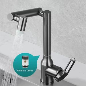 Banyo Lavabo Musetleri Havza Karıştırıcı Paslanmaz Çelik Malzeme 360 ​​Döndürme Soğuk Su Tek sap fırçalanmış yüzey işlemi