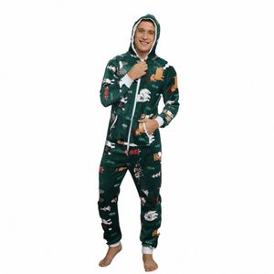 Erkekler Noel Pijama Yetişkin Tulum Kış Sıcak Sirav Flannel Kıyafet Festivali Partisi Takım Baskı Kigurumis UNISEX V0IW#