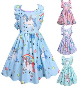 Bebek kolsuz tek boynuzlu at elbiseler 4 renk yaz çocuk prenses elbiseler kız parti elbise çocuk kıyafetleri ooa63892305664