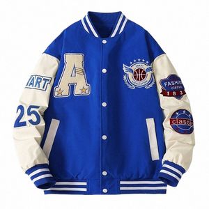 Giacca bomber da baseball da uomo Varsity Hip Hop Harajuku Be Lettera Patchwork Giacche in pelle Streetwear Donna Cappotti universitari unisex 26hV #