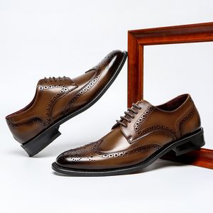 Erkek Deri Ayakkabı Orijinal Deri Beyler Blok Oyma Ayakkabı İş Elbise Ayakkabıları Düğün Ayakkabı Boyutu 38-47