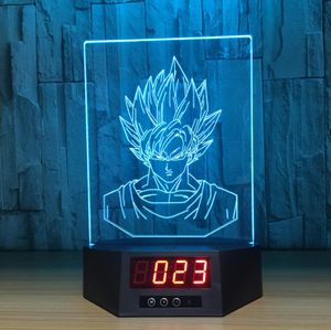 Goku 3d illüzyon saat lambası gece ışığı RGB ışıkları usb güçlendirilmiş 5. pil IR uzaktan bırakma perakende kutusu4142510