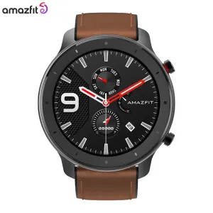 Часы Восстановленная машина Amazfit GTR 47 мм Смарт-часы 5ATM Водонепроницаемые умные часы Управление музыкой 24 дня Батарея Кожаный силиконовый ремешок