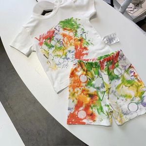 Детская одежда Детские дизайнерские футболка детская шорты для малышей для детской одежды для роскошного спортивного костюма для девочек мальчики мультфильм 2pcs set cxd2403224-12