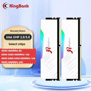 KingBank DDR4 DDR5 RGB Память 3600 4000 6000 6400 МГц 8 ГБx2 16 ГБx2 32 ГБx2 64 ГБ оригинальный чип двухканальный потрясающий настольный Ram 240314