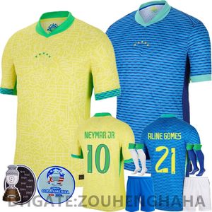 Camisa de futebol do Brasil NEYMAR VINI JR 2024 Copa América Camisa Kids Kit Brasil Seleção Home Away Versão do jogador RODRYGO MARTINELLI Camisa de futebol