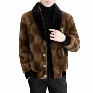 Новая верхняя одежда Европейская мужская куртка Imitati Sable Парки среднего возраста Fiable Пальто Imitati Mink Veet Зимняя одежда l2pJ #
