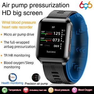 Saatler P60 Smartwatch Hava Pompası Hava Yastığı Gerçek Kan Basıncı Oksijen Sıcaklık Kalp Hızı Monitör Tıbbi Sfigmomanometre Akıllı Saatler