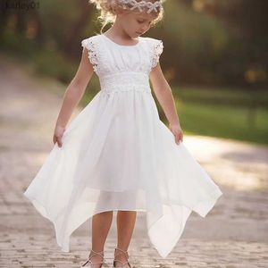 Kız Elbiseleri Yaz Yürümeye Başlayan bebek kız kız elbise prenses kolsuz elbise bebekler dantel plaj boho beyaz parti elbise 1-9y için moda elbise yq240327
