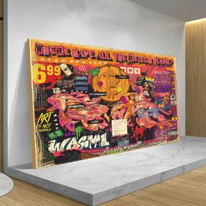 Bitcoin Canvas Boyama Baskıları Graffiti Creations Vintage Pop Street Art Wall Resimler Oturma Odası Ev Dekoru 240327