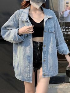 Jaquetas femininas vintage denim streetwear oversize solto mulheres design jean casacos coreano retro manga longa harajuku feminino outwear