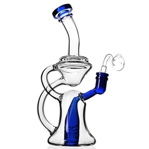 Neue farbige Glaswasserpfeife Bong Glas Bubbler Shisha zum Rauchen Wasserölbrenner 14mm Rig Dab Bong blau