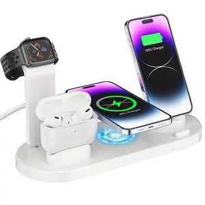 30W 7 Arada 1 Kablosuz Şarj Cihazı İPhone için Stand Pad 15 14 13 12 11 XR Apple Watch AirPods Por Iwatch 8 7 6 Hızlı Şarj Dock İstasyonu