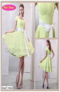Güzel açık yeşil kare yaka nedime elbise genç kız kısa kollu şifon hx56 dhyz 012161372