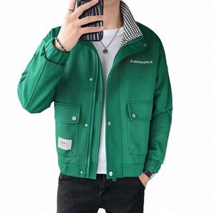 Herbst Männerjacke hochwertige High Street Hip Hop Motorrad Uniformen Street Coat Korean Fi Twill Mtage Green Jacket Neue T3XZ#