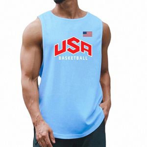 США и флаг США Fi Sports Tank Tops Mens Summer Quick Dry Mesh Gym Clothing Muscle Vest Basketball Jersey 16hj #