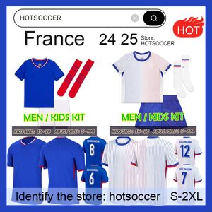 2024 25 Fan Oyuncu Fransız Futbol Forması Benzema Giroud Mbappe Griezmann Saliba Pavard Kante Maillot de Ayak Equipe Away Uzak Çocuk Kiti Jersey Futbol Gömlek Ev Hotsoccer