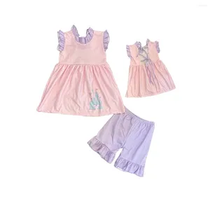 Giyim setleri butik çocuk kale outftis kız kızlar şort seti yaz çocuk kıyafetleri bebek kıyafeti eşleşmeleri bebek atlayıcılar