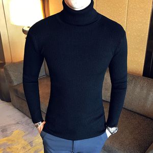 Erkekler Lüks Yüksek Boyun Kalın Sweaters Beltlanek Adam Kazak İnce Fit Külot Örgü Erkek Çift Yaka 005