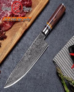 Grandsharp 67 Katmanlar Japon Şam Çelik Şam Şef Bıçağı VG10 Blade Şam Mutfak Bıçakları Pakka Tapı Pro Şef Knife9666348
