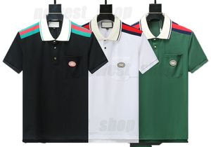 2024 Tasarımcı Marka Erkek Polo T-Shirt Elbise Tshirt Sıradan Tartış Yeşil Yaka Çizgili Patchwork Rozeti Klasik Nakış Mektubu İnce Fit Geometri Tee XXXL 3XL