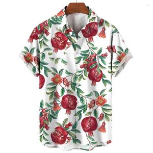 Camisas casuais masculinas camisa com padrão de flor de romã 3d impressão oversized t ao ar livre streetwear para roupas masculinas topos verão
