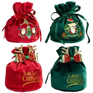 Borse portaoggetti Borsa regalo natalizia in velluto riutilizzabile con coulisse Cordoncino di Babbo Natale con cerniera per bambini