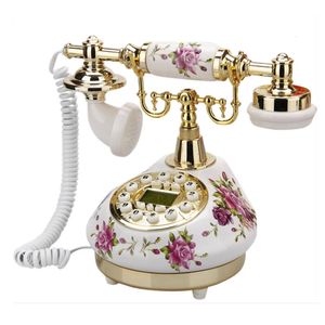 Kablolu Telefon Retro Sabit Hat Telefon HomeOfficeel Çin Seramik Antik Telefonlar Eski Moda Dekor Masaüstü Telefon 240314