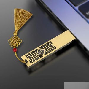 Usb Flash Drives Metal Chinese Style 512Gb 256Gb 16Gb 32Gb 64Gb U Disk Creative Drive Stick Pen Custom Logo Drop Delivery Computers Ne Otbma