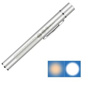 USB şarj edilebilir tıbbi kullanışlı kalem ışığı mini hemşirelik el feneri LED Meşale lambası Paslanmaz çelik klipli cep LED el feneri