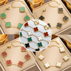 Pulseiras femininas van 18k banhado a ouro clássico charme pulseira trevo de quatro folhas mulheres designer jóias elegante madrepérola luxo vanclef charme pulseiras para meninas