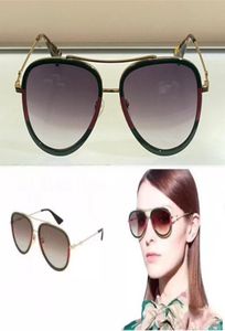 Золотые металлические солнцезащитные очки 0062 с зелеными и красными очками в веб-оправе, исторический код дома, деталь бренда, дизайнерские очки шмеля A4176844