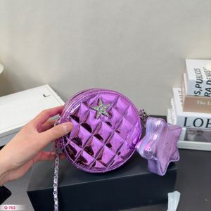 Yeni modeller yuvarlak makyaj çantası yıldız şekilli çanta kompozit lüks tasarımcı crossbody çanta kadınlar sırt çantası klasik elmas kafes omuz çantası yapay elmas kakma