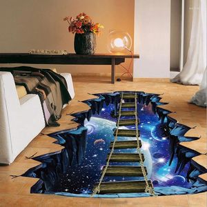 Adesivos de parede Grande espaço 3d adesivo galáxia estrela ponte decoração de casa para crianças quarto piso decalques decoração