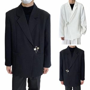 Костюм Куртка Жених Свадебная куртка против морщин Сплошной цвет Костюм средней длины Пальто с накладным карманом с лацканами для деловой одежды T6mX #