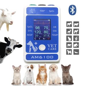 Instrumentos Vet Bluetooth Hanheld Monitores NIBP Pressão Arterial ECG SPO2 Temp Pluse Oxímetro Sonda ARM Circufere Monitores Pet Hospital Clinic