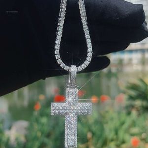 Fine Jewelry Pass Diamond Tester VVS Moissanite Seridatlar Sterling Sier s Hip Hop Iced Out Çapraz Kolye