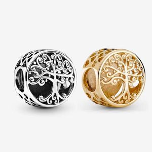 Openwork Aile Kökleri Cazibe Pandoras 925 STERLING Gümüş Lüks Cazibe Set Set Bilezik Yapımı Altın Boncuklu Takılar Tasarımcı Kolye Orijinal Kutu En Kalite