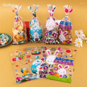 Presente Envoltório StoBag-Páscoa OPP Plástico Doces Sacos De Chocolate Biscoito Lanche Embalagem Amarelo Dos Desenhos Animados Crianças Festa Desejo 50 Pcs